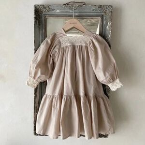 MONBEBE - Rosa - Lace Dress - Indi Pink color - cotton puff sleeves size XL GUC